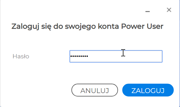 okno logowanie do power user na komputerze